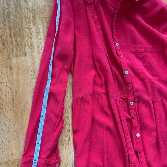 Red Tunic button up shirt dress - Picture 5 of 5